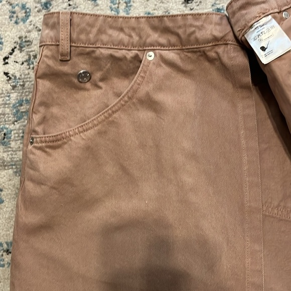 ASOS Asymmetrical Tan Denim Mini Skirt - Picture 6 of 16